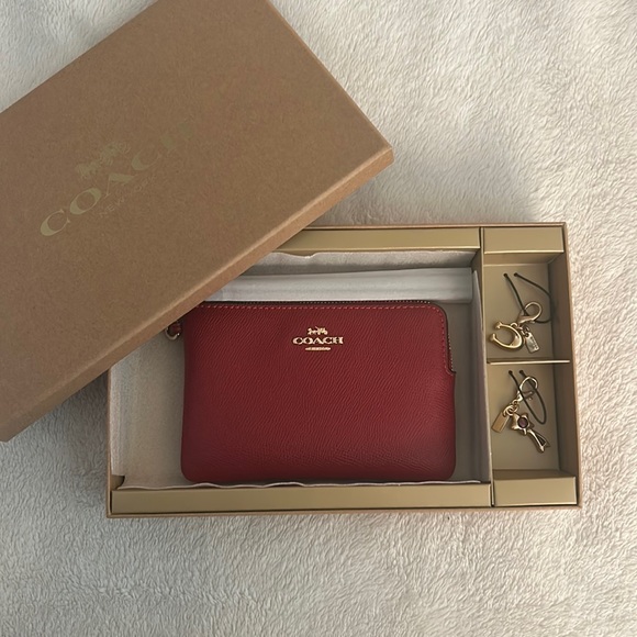 Coach Bags Coach Corner Zip Wristlet Boxed Gift Set In Red Poshmark